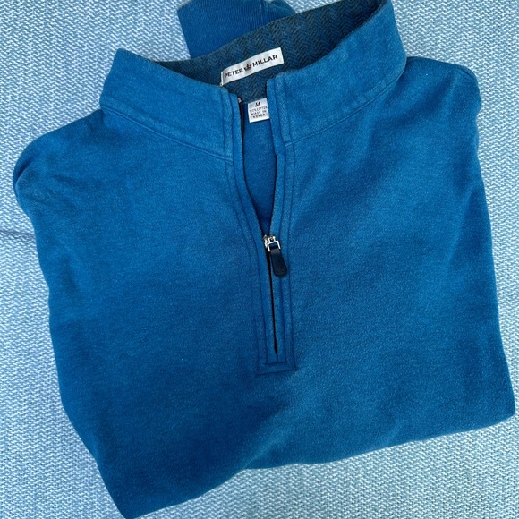 Peter Millar Quarter Zip Sweater - Blue - 100% Cotton - Picture 7 of 7
